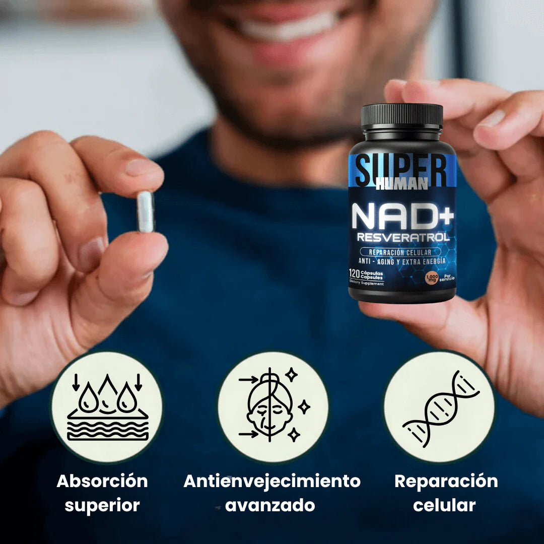 Resveratrol - Cápsulas 💊 de Reparación Celular 🧠 Antienvejecimiento y Energía Extra - SuperHuman