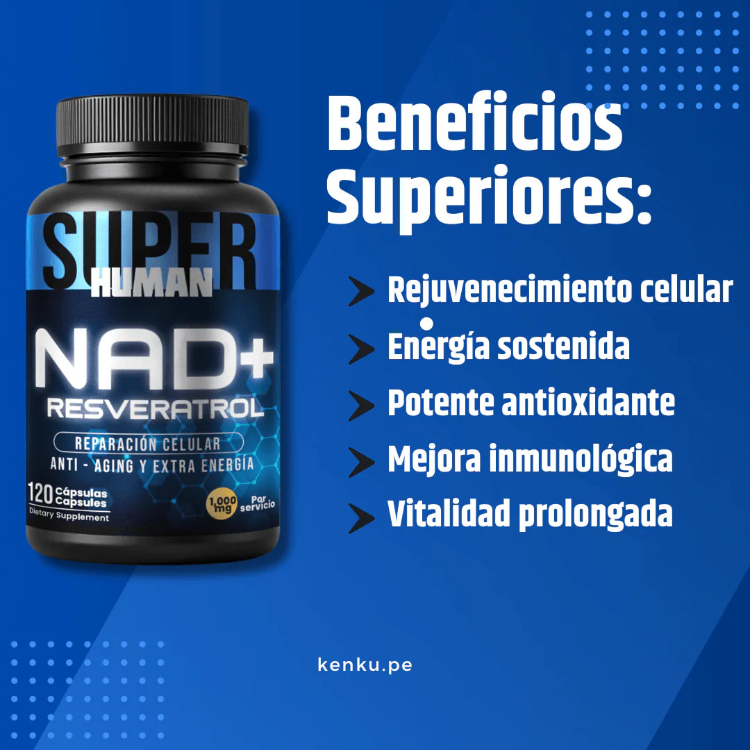 Resveratrol - Cápsulas 💊 de Reparación Celular 🧠 Antienvejecimiento y Energía Extra - SuperHuman