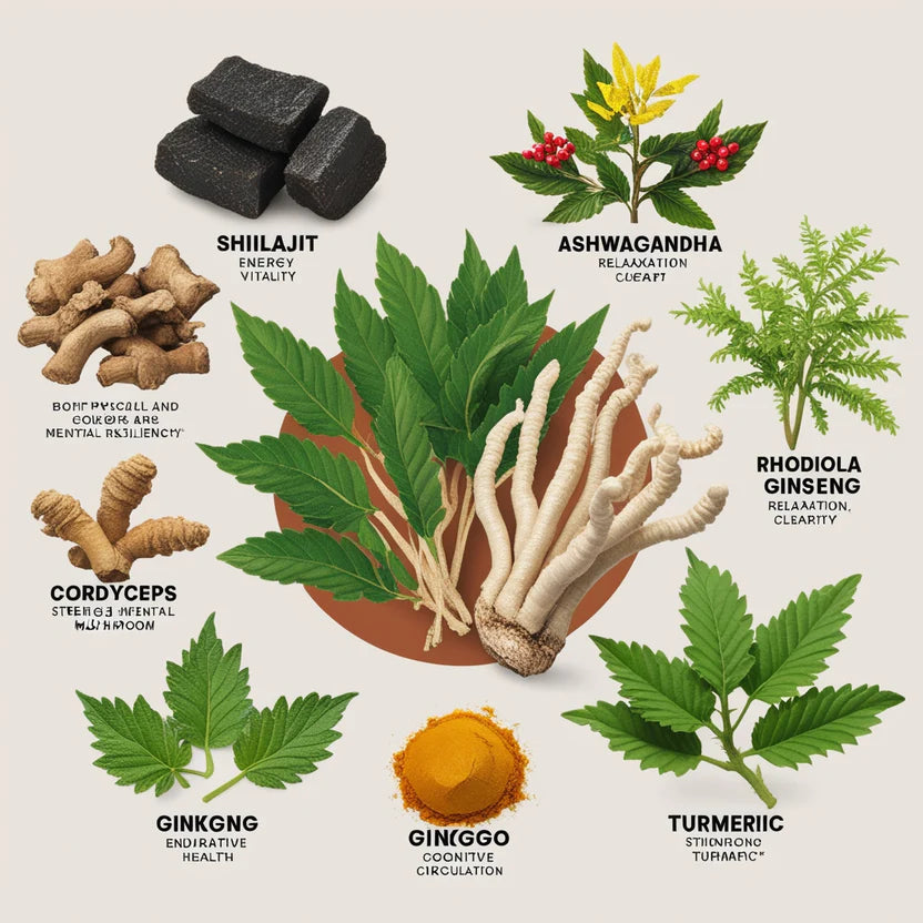 8 En 1 Cápsulas - Shilajit Ashwagandha Rhodiola Rosea Panax y Ginseng - 120 Cápsulas + Envio Gratis